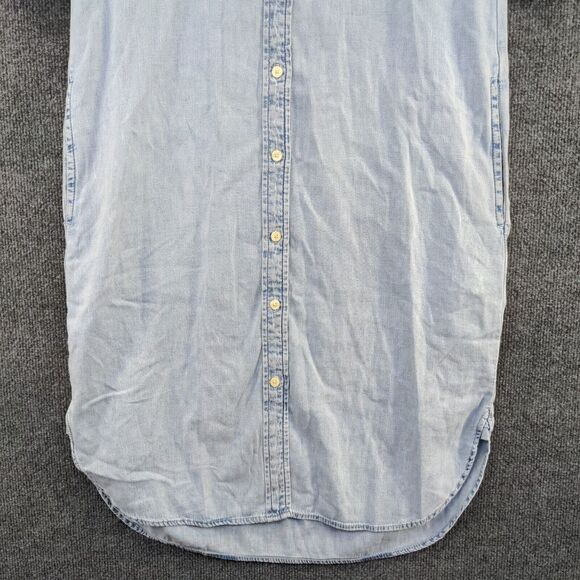 Gap Women's Button-Up Denim Shirt Dress Blue XS Short Sleeve Solid - Picture 4 of 13